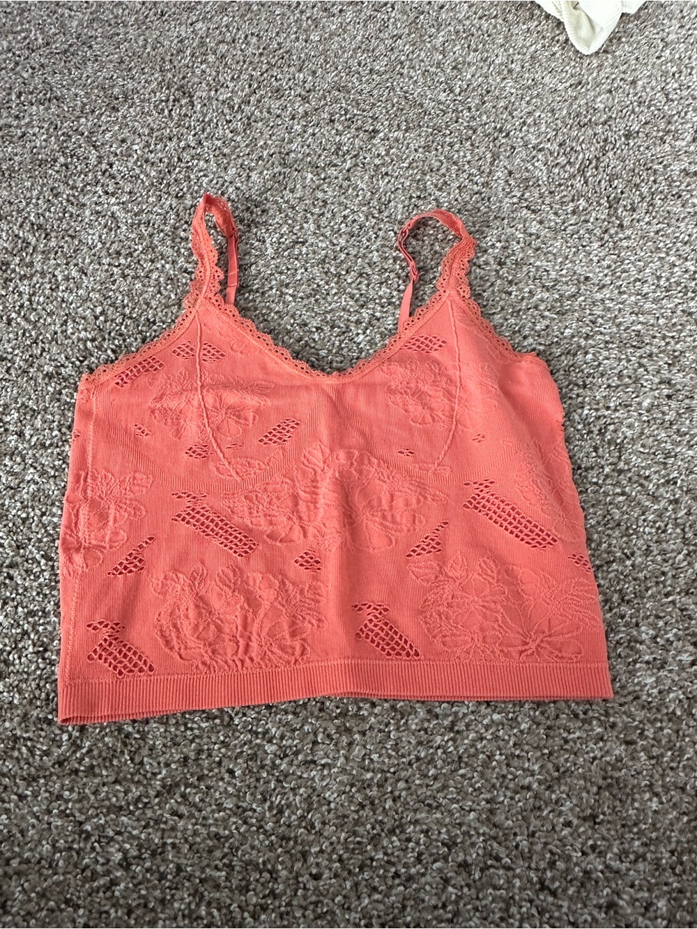 Coral Lace-Trim Knit Cami